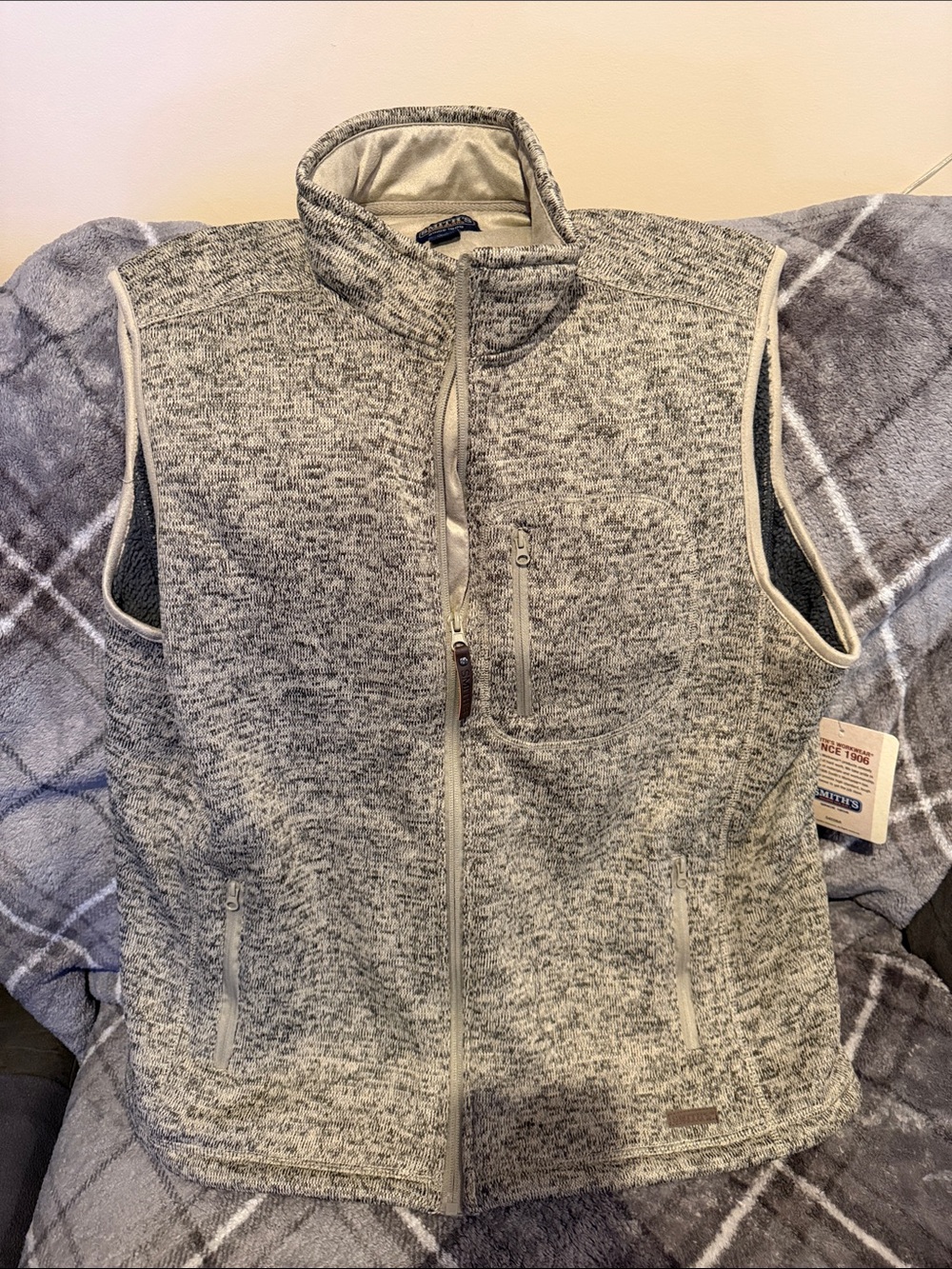 SMITH Men's Gray Heather Zip-Front Windbreaker Vest